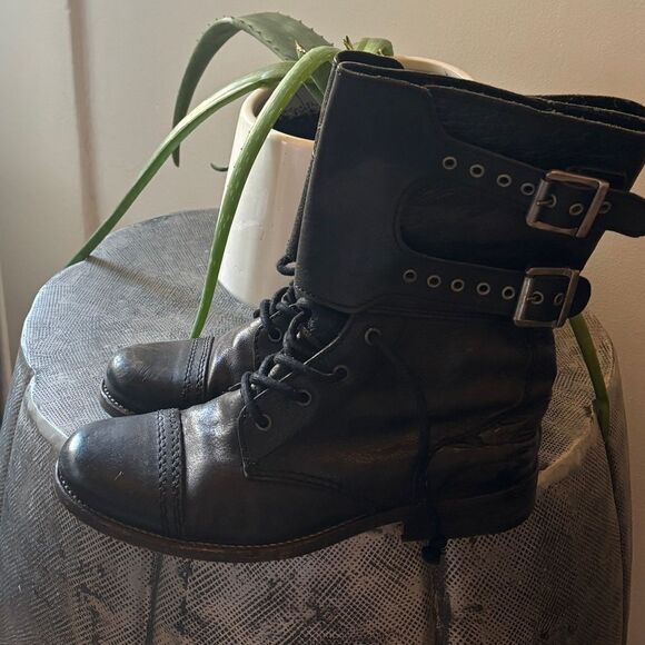 All Saints Damisi Black Combat Moto Boots - Picture 3 of 8